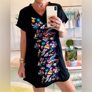 Judith March Black Embroidered Birds Of Paradise Dress Small